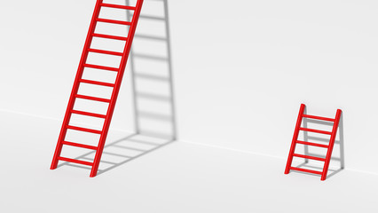 3D render Ladder to success with better way to achieve goal motivation