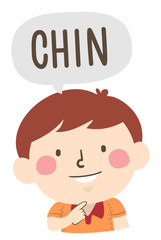Kid Boy Naming Body Parts Chin Illustration