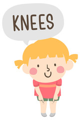 Kid Girl Naming Body Parts Knees Illustration