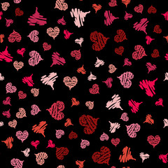 Seamless Modern grunge heart hand drawn set, great design for any purposes. Hand drawn red doodle grunge heart set. Modern red vector design. Seamless vector tile pattern. Doodle illustration