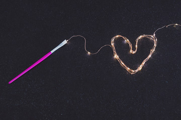 paintbrush painting with light with a set of string led lights