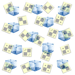 Vector illustration for wrapping paper with realistic ice cubes. abstract background with square.
