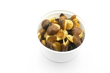 dry Broad bean on white background