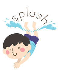 Kid Boy Dive Onomatopoeia Sound Splash