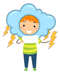 Kid Boy Weather Lightning Illustration