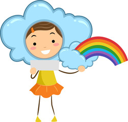 Kid Girl Weather Rainbow Illustration