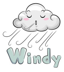 Mascot Cloud Windy Illustration
