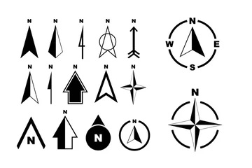 Fotobehang set of compass or north arrow concept. easy to modify © coolvectormaker