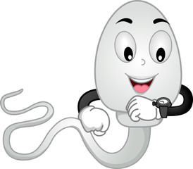 Mascot Sperm Check Time Illustration