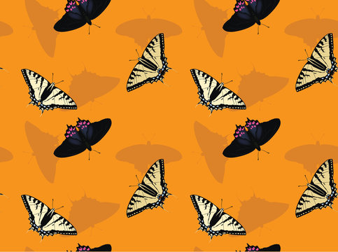 Butterfly Pale Swallowtail Cartoon Background Seamless Wallpaper