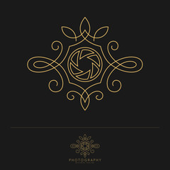 Elegant luxury photography logo design template. Lovely and Classic style. Vector illustration. - Vector