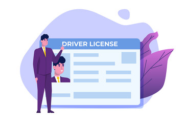 Car driver license concept. Flat style vector illustration