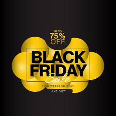 Black Friday Sale up to 75% off Banner Vector Template Design Illustration