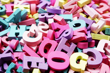 Close up of Random colorful letterpress alphabet Rotation