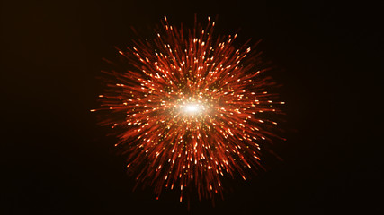 Obraz premium Show 3D particle lines that are beautifully orange to grow or explode. Glowing lines and light particles on a dark brown background