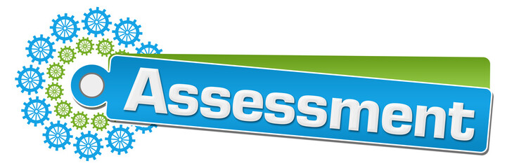 Assessment Green Blue Gears Circular Label 