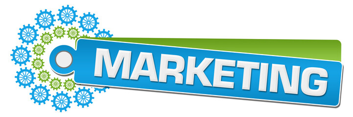 Marketing Green Blue Gears Circular Label 