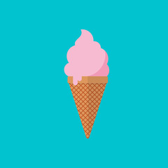 Strawberry ice cream in the cone