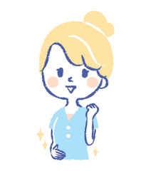 Illustration that a young woman poses after defecation