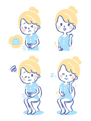 Illustration set about toilet trouble