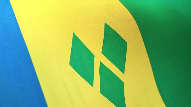 Saint Vincent and the Grenadines flag seamlessly waving on satin 29.97FPS