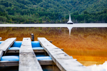 nature pollution from copper mine at lake Geamana, Romania