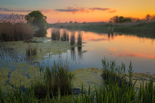 sunset on the river