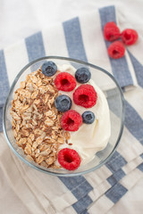 Healthy breakfast with yogurt and granola