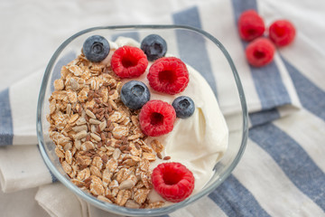 Healthy breakfast with yogurt and granola