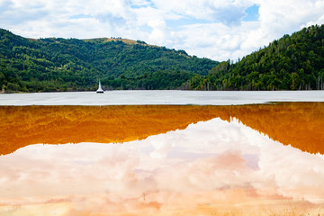 nature pollution from copper mine at lake Geamana, Romania
