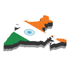 Map India isometric concept. 3d flat illustration of Map India. map of india with national flag.