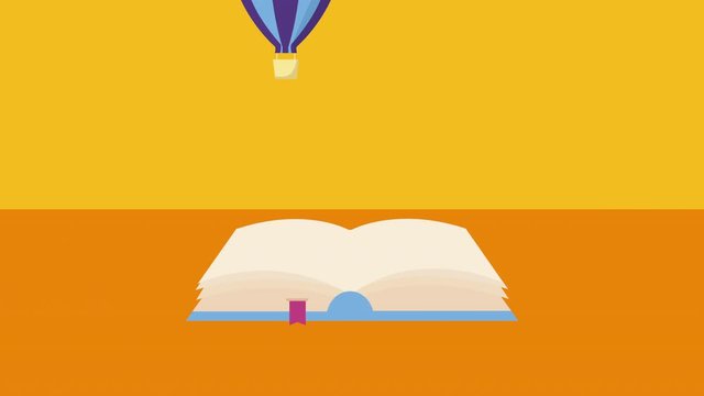 text book with balloon air hot flying