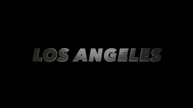 Los Angeles USA Fill and Alpha 3D graphic, swivel text effect with brushed steel text.