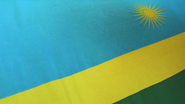 Rwanda national flag seamlessly waving on realistic satin texture 29.97FPS