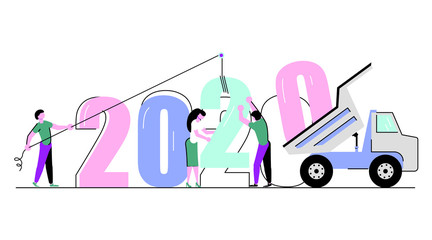 Business people building 2020