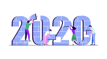 Business people building 2020