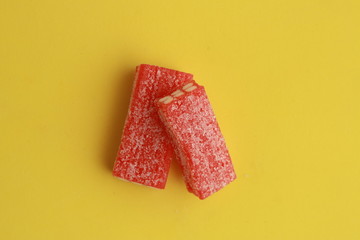 delicious red and white jelly gum brick