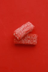 delicious red and white jelly gum brick
