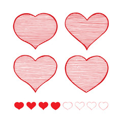Heart. Hand drawn hearts vector illustration. Sketch drawing hearts. 