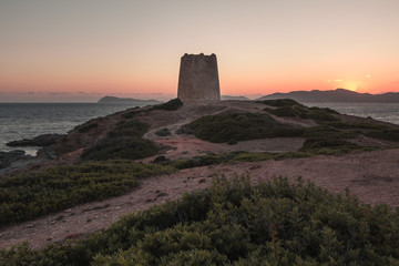 Fototapeta premium Torre al tramonto, Sardegna