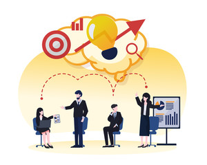 Business people thinking and solving a problem. Brainstorming concept