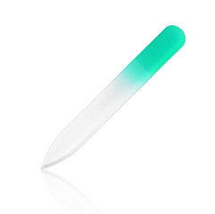 green nail file on isolated white background