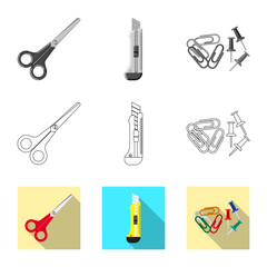 Isolated object of office and supply sign. Set of office and school vector icon for stock.