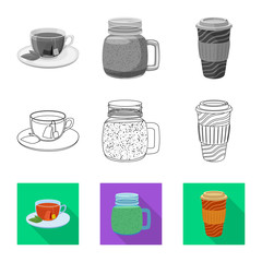 Vector illustration of drink and bar logo. Set of drink and party vector icon for stock.