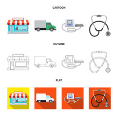 Isolated object of pharmacy and hospital sign. Set of pharmacy and business stock symbol for web.