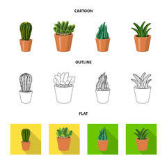 Vector design of cactus and pot logo. Collection of cactus and cacti stock symbol for web.
