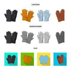 Isolated object of glove and winter icon. Collection of glove and equipment stock symbol for web.