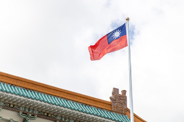 Taiwan national flag at National Palace Museum, Taipei - obrazy, fototapety, plakaty