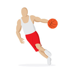 Basketball player. Basketball and ball vector illustration. Part of set.