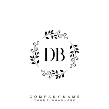 letter DB surrounded by beautiful and elegant flowers and leaves. Wedding monogram logo template. Fashion Logo template Vectors,